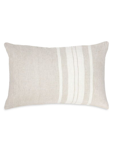 Anaya So Soft Linen Bold Striped Down-alternative Pillow In Beige And White
