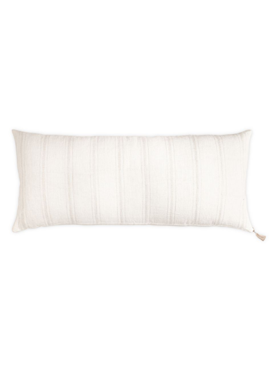 Anaya So Soft Striped Linen Pillow In White And Beige