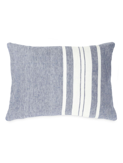 Anaya So Soft Linen Chambray Bold Striped Down Pillow In Blue