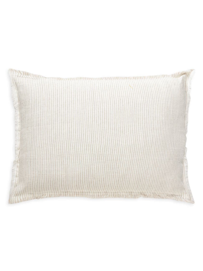 Anaya So Soft Linen Striped Down Pillow In Beige And White