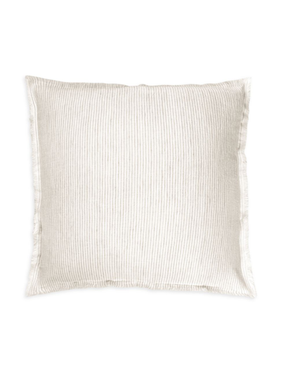 Anaya So Soft Linen Striped Pillow In Beige And White