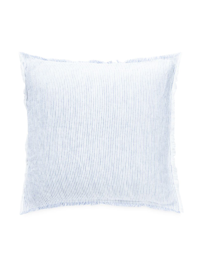 Anaya So Soft Linen Striped Pillow In Light Blue And White