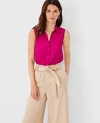 Ann Taylor Petite Sleeveless Essential Shirt In Magenta Sunset