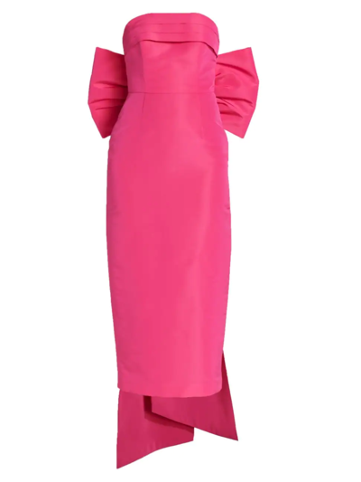 Alexia Maria Margaret Bow Silk Dress In Pink