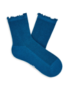 Ugg Karsyn Cotton Blend Lettuce Edge Quarter Socks In Blue Sapphire