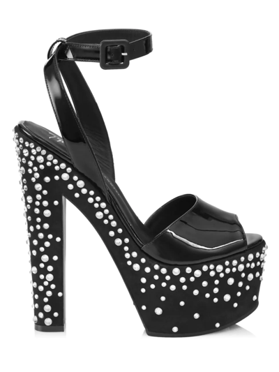 Giuseppe Zanotti Women's Saintrò Embellished Leather Platform Sandals In Nero