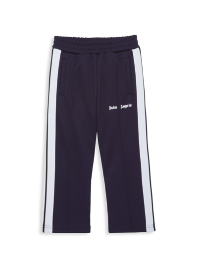 Palm Angels Kids Navy Blue And White Joggers With Logo In Navy Blue White