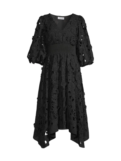 Delfi Cosette 3d Lace Handkerchief Dress In Black