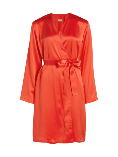 La Perla Belted Silk Satin Robe In Cherry Blossom