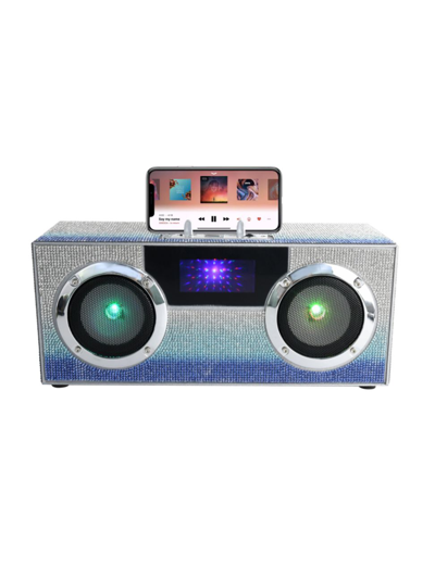 Wireless Express Ombre Bling Mini Boombox Bluetooth Speaker In Blue Ombre