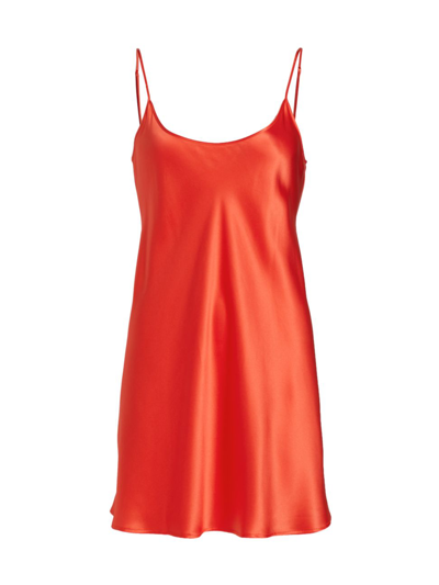 La Perla Silk Satin Short Slip Nightgown In Cherry Blossom