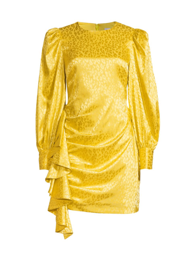 One33 Social Women's Leopard Jacquard Ruffle Cocktail Dress In Yellow