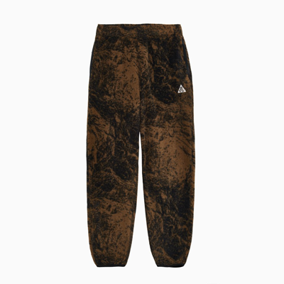 Nike Acg Printed Fleece Therma-fit Track Trousers In Brown