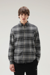 Woolrich Light Flannel Madras Shirt In Black Check