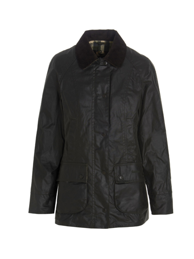 Barbour Beadnell Waxed-cotton Jacket In Verde