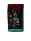 Dolce & Gabbana Rose-print Contrast-border Scarf In Rose Rosse Fdo Nero