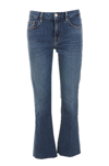 Frame Woman Le Crop Mini Boot Jeans In Dark Blue Denim In Blue