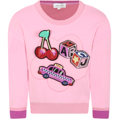 Little Marc Jacobs Kids' Pink Sweatshirt For Girl With Removable Patches