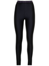 VERSACE JEANS COUTURE BLACK LEGGINGS IN STRETCH FABRIC WITH ELASTIC WAIST WITH CONTRAST JACQUARD LOGO VERSACE JEANS COUTUR
