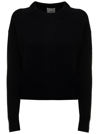 ALLUDE BLACK SWEATER IN KNITTTED CASHMERE BLEND ALLUDE WOMAN