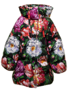 Dolce & Gabbana Multicolor Floral Hooded Puffer Coat Jacket In Multicolor