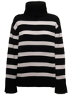 ALLUDE BLACK AND WHITE STRIPED SWEATER IN KNITTTED CASHMERE BLEND ALLUDE WOMAN