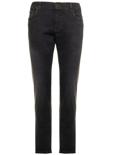 Dolce & Gabbana Slim-fit Faded Denim Jeans In Black