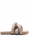 Yume Yume Beige Mule Tire In Vegan Leather Detail With Crossed Bands In Beige