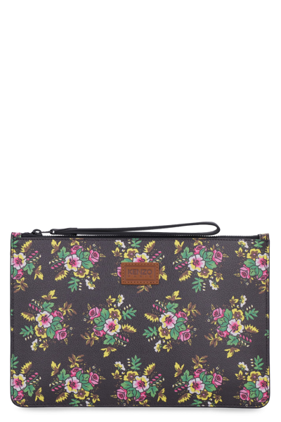 Kenzo Clutch In Black Polyuretan