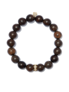 SYDNEY EVAN 14KT YELLOW GOLD WOOD AND DIAMOND EVIL EYE BEADED BRACELET