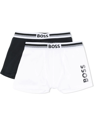 Bosswear Kids' Two-pack Logo-print Boxers In Black