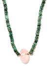 Jia Jia 14kt Yellow Gold Emerald And Rose Quartz Beaded Necklace In Gold