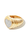 Yvonne Léon 9kt Yellow Gold Heart Diamond Signet Ring In Gold