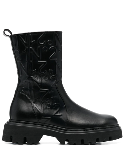 N°21 Logo-embossed Combat Ankle Boots In Black