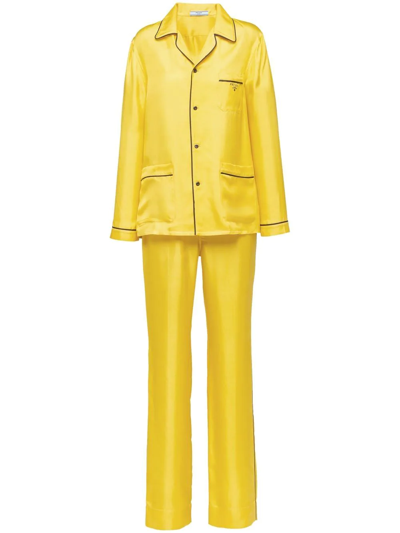 【プラダ・PRADA】Embroidered twill pajamas Prada Embroidered Twill Pajamas | Black | FARFETCH