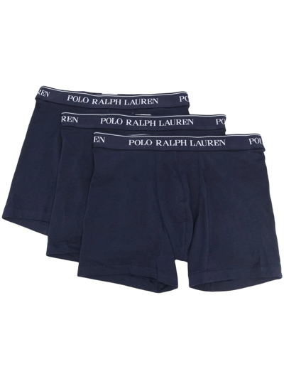 Polo Ralph Lauren Logo Waistband Boxer Briefs 3 Pack In Blue