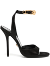 Versace Embellished Heeled Sandals 110 In Black