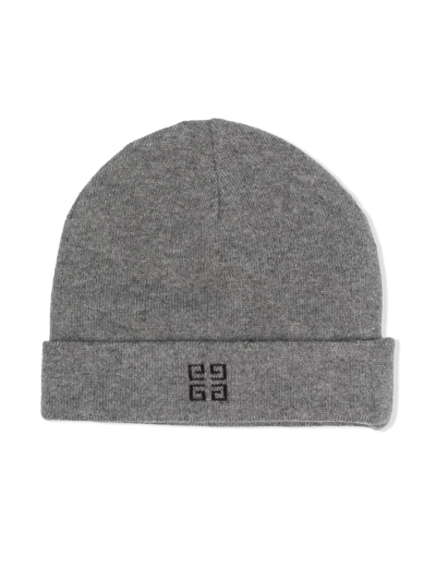 Givenchy Babies' Logo-intarsia Knitted Beanie In Grey