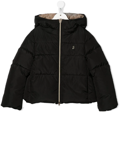 Herno Kids' Hooded Puffer Coat In Black