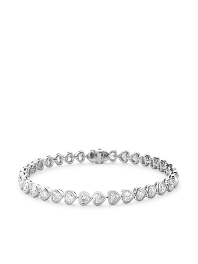 Pragnell 18kt White Gold Heart-shaped Diamond Line Bracelet In Silver