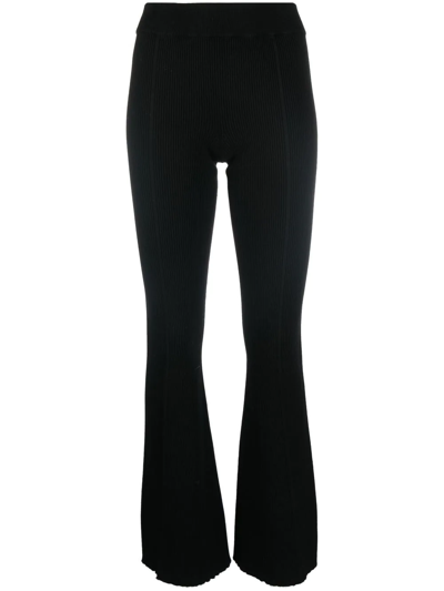 Aeron Ribbed-knit Flared Trousers In Black