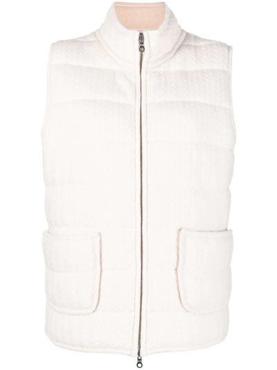 Arch 4 Textured-knit Padded Gilet Jacket In Neutrals