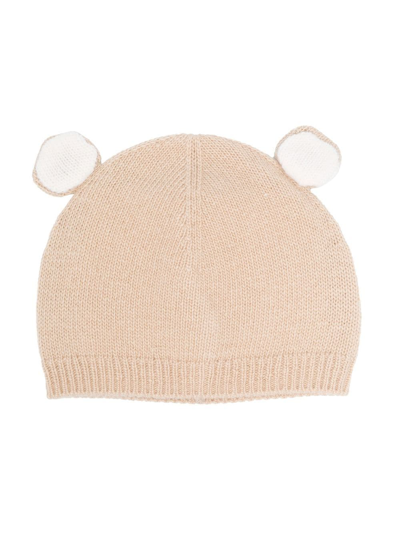 Il Gufo Babies' Knitted Bear-ear Hat In Neutrals