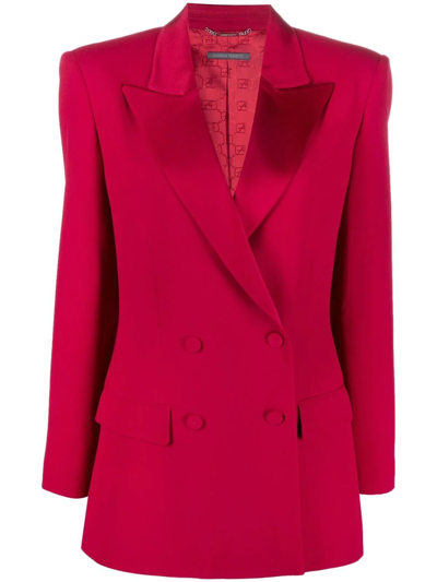 Alberta Ferretti Double-breasted Tailored Blazer In Red