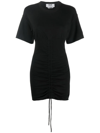 Msgm Cutout Ruched T-shirt Dress In Black