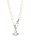 VIVIENNE WESTWOOD ORB SAFETY-PIN PEARL NECKLACE