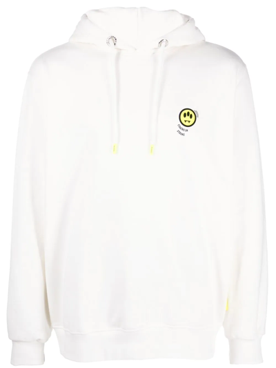 Barrow Hoodie Unisex White Cotton Hoodie With Chest Logo In Weiss
