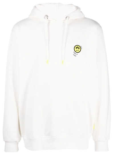 Barrow Hoodie Unisex White Cotton Hoodie With Chest Logo In Pink