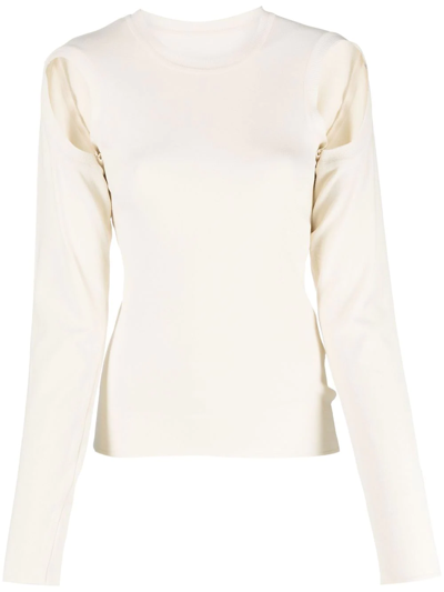 Low Classic Open-shoulder Sleeve Jumper In White