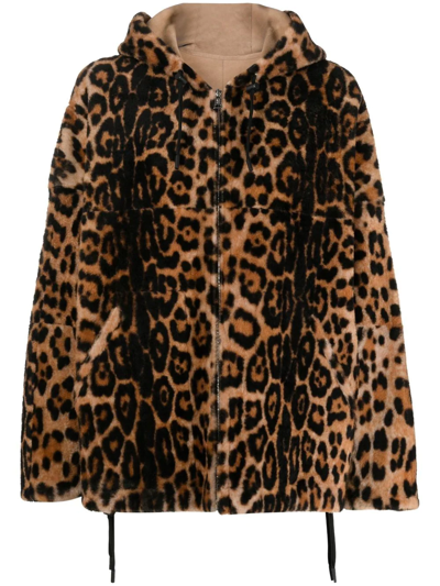 Yves Salomon Hooded Leopard-print Shearling Jacket In B0851-leopard
